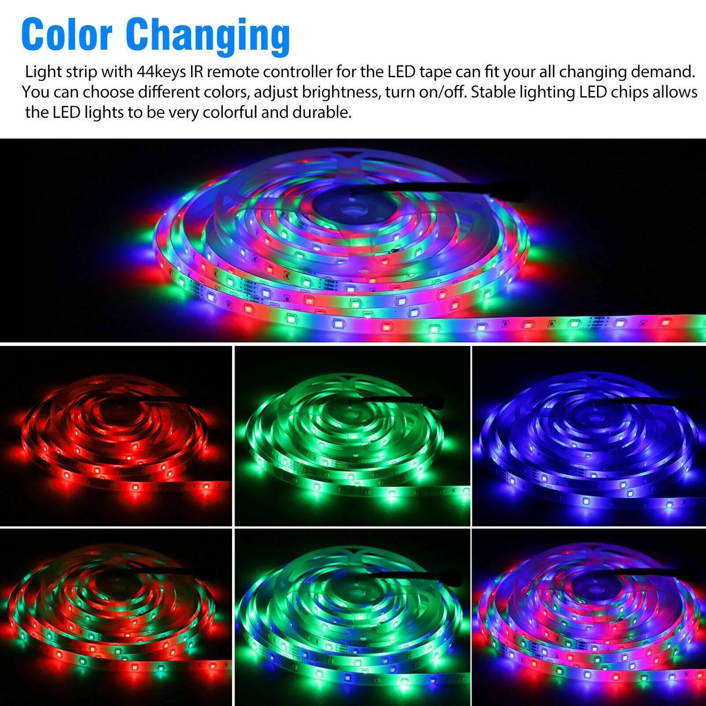 32ft Waterproof LED Strip Lights with Remote β Indoor & Outdoor