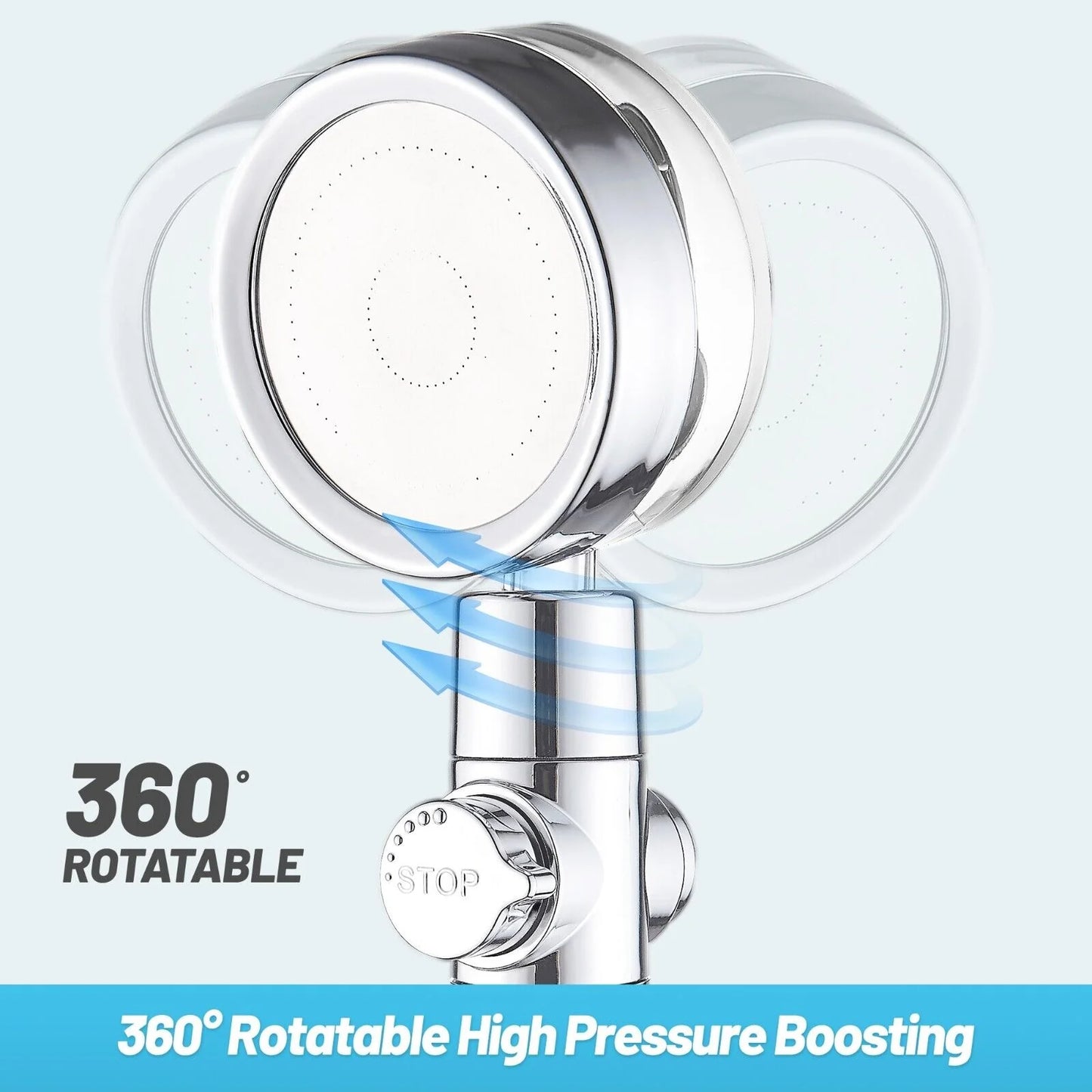 360° High-Pressure Turbo Shower Head – Adjustable & Water-Saving