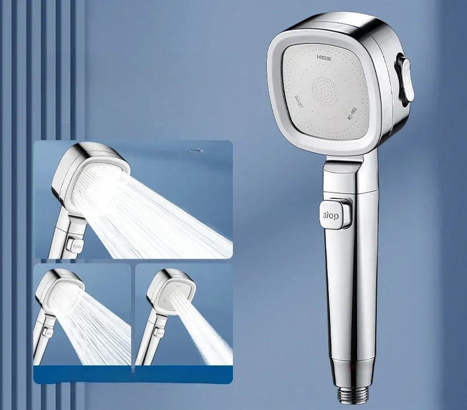 High Pressure Shower Head β 3 Modes, Water Saving & One-Touch Stop, Adjustable Massage Sprayer for Bathroom