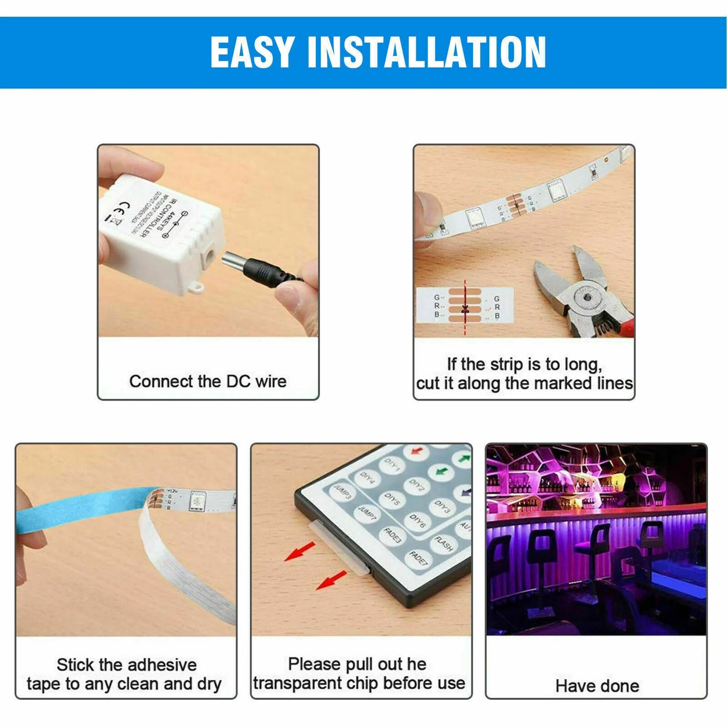 32ft Waterproof LED Strip Lights with Remote β Indoor & Outdoor