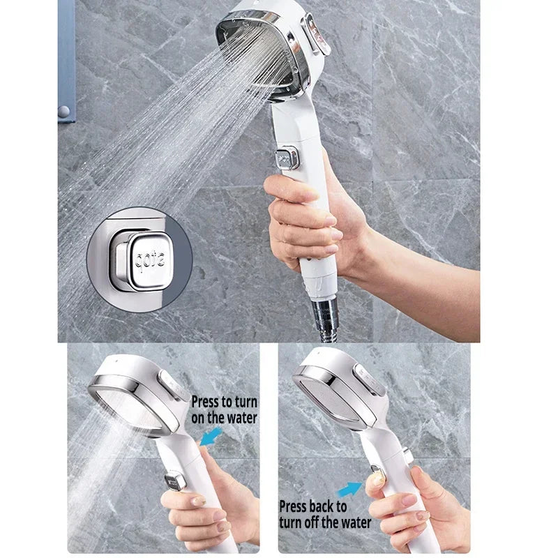 High Pressure Shower Head β 3 Modes, Water Saving & One-Touch Stop, Adjustable Massage Sprayer for Bathroom