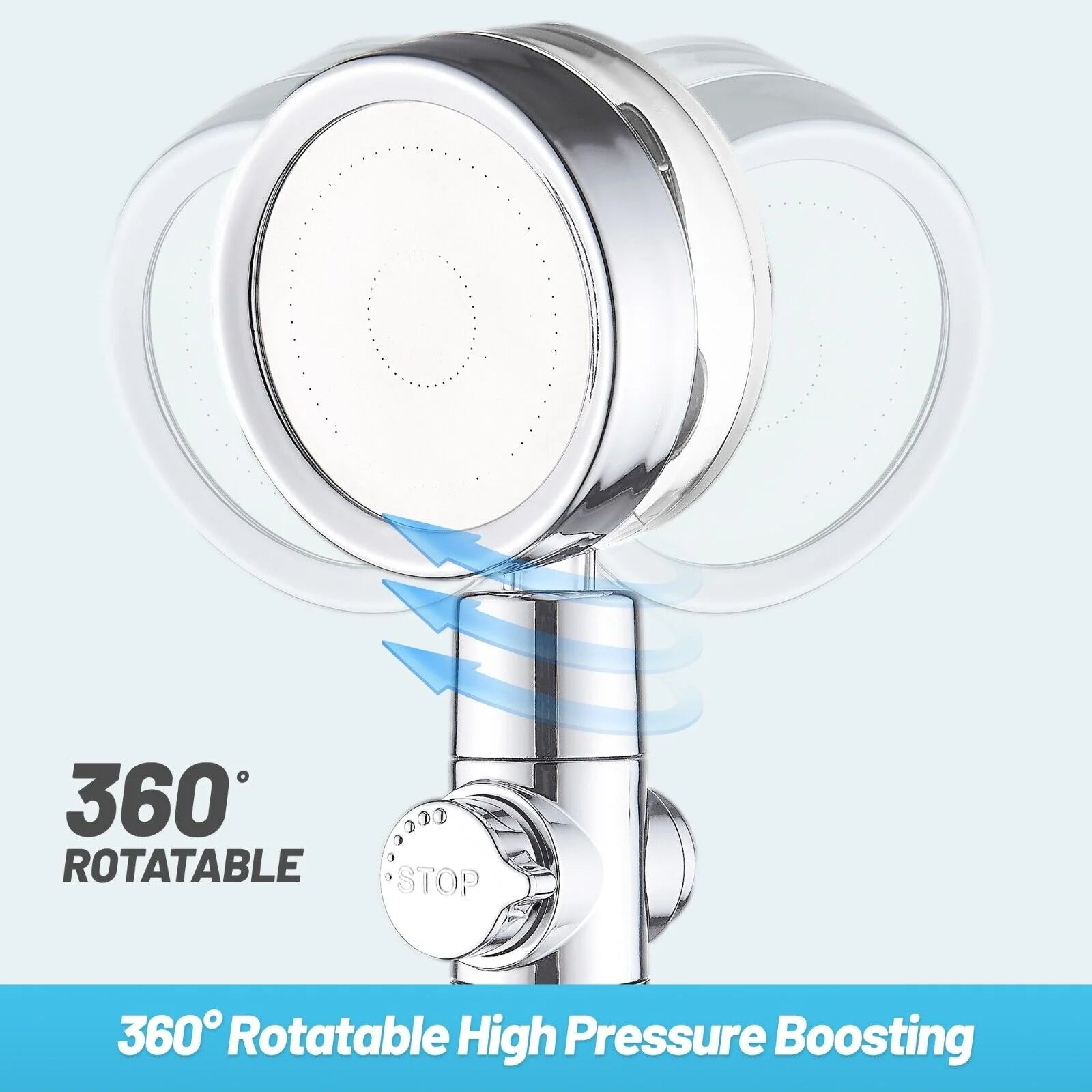 360° High-Pressure Turbo Shower Head – Adjustable & Water-Saving